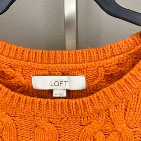 Loft Orange Cable Knit Sweater size M - Picture 3 of 6